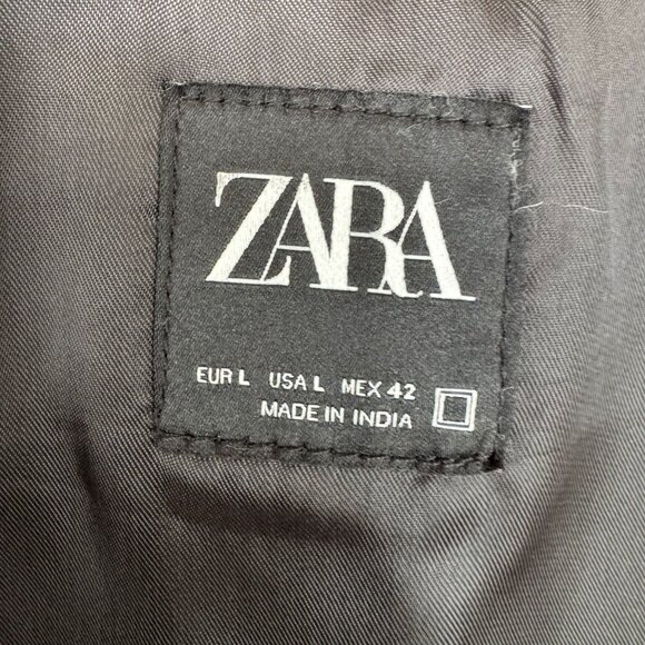 ZARA Vintage Effect Distressed Gray Pebbled Genuine 100% Leather Vest Size Large - Picture 15 of 17